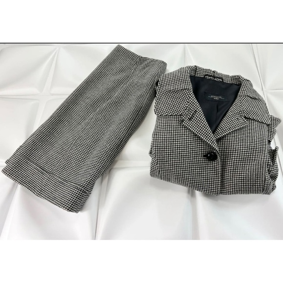 Weekend Max Mara Sz 12 8 Wool Houndstooth Peplum Belted Jacket Skirt Suit Set - Picture 12 of 13